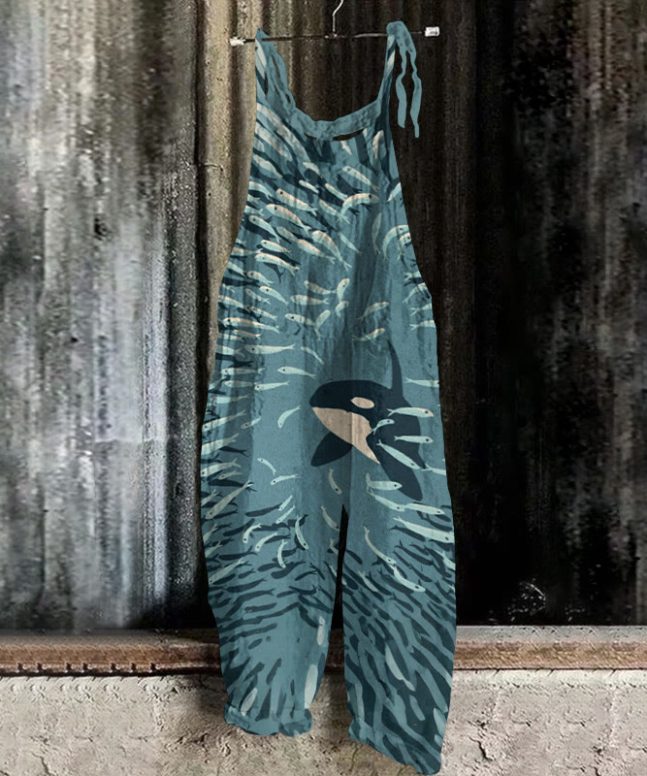 Orca And Herring Ball Art Print Casual Jumpsuit