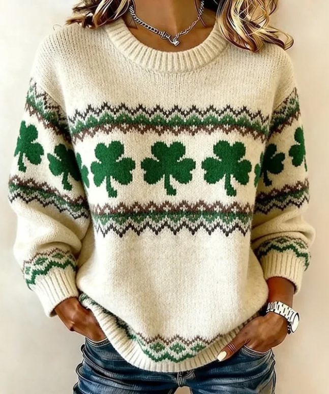 St. Patrick's Day Print Casual Pullover Sweater